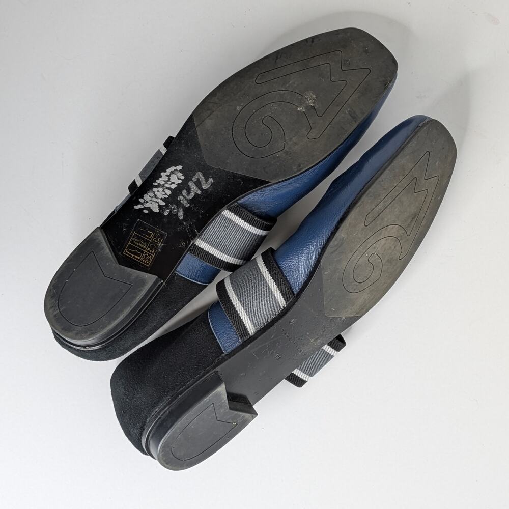 M. Gemi Ballare Mary Jane Flats 39 Blue Leather Black Suede Made in Italy 8.5 - Picture 10 of 12